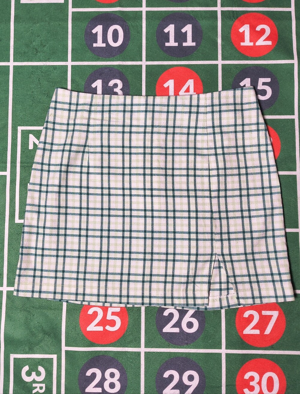 Wild Fable Green Plaid Mini Skirt Women's 14 Preppy Side Slit Y2K